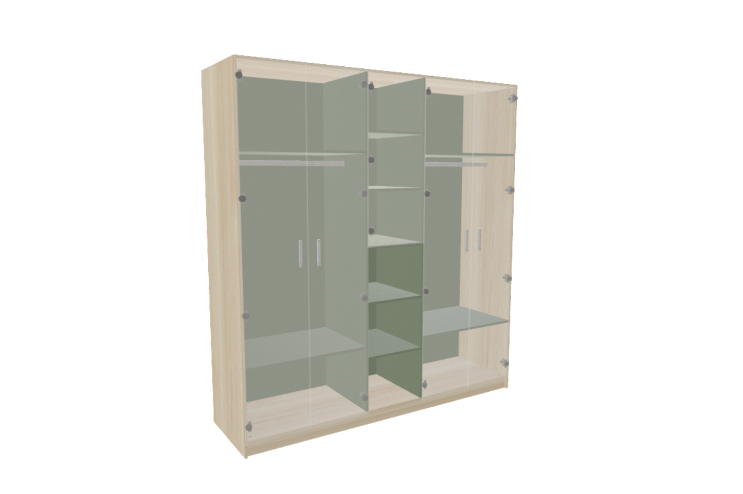 Closet de 3 columnas con respisas y espacio cerrado